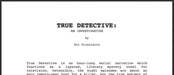 Preview of TV bible for True Detective